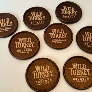 Wild Turkey Kentucky Straight Bourbon Whiskey (8) Wood Coasters, NWOT
